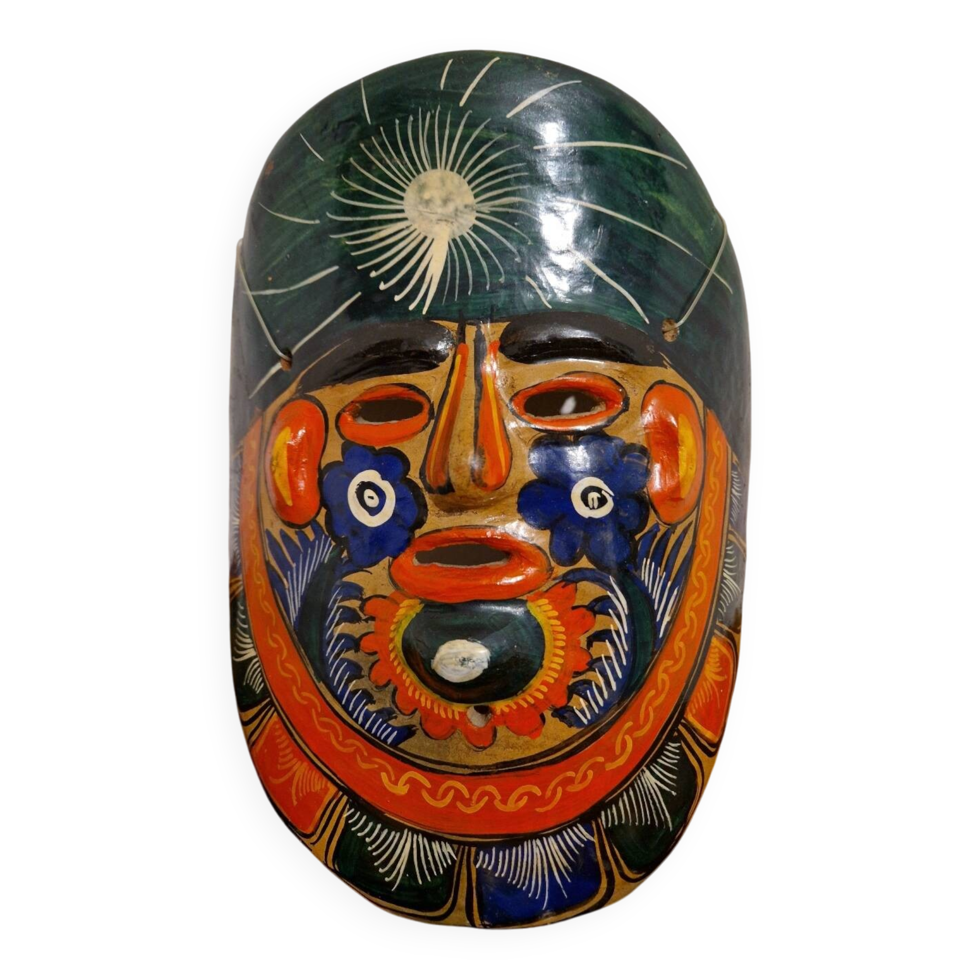 Handmade terracotta Mexican folk mask