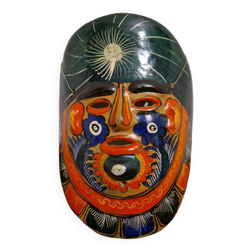 Handmade Mexican folklore mask made of clay and terracotta.