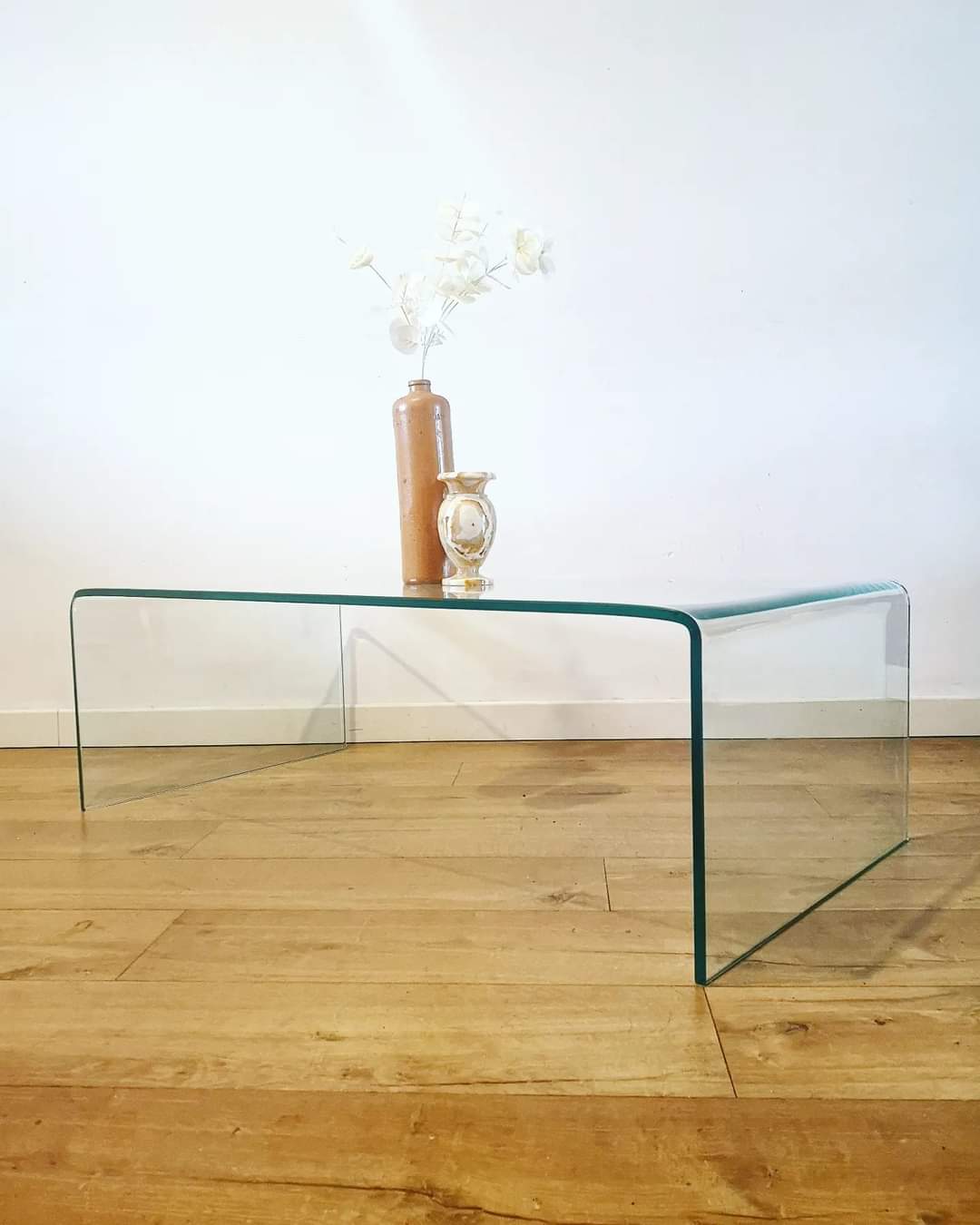Moulded glass coffee table
