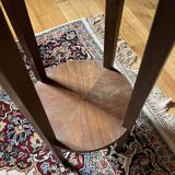 Table d’appoint ronde en bois, marbre et galerie en laiton – Style Louis XV