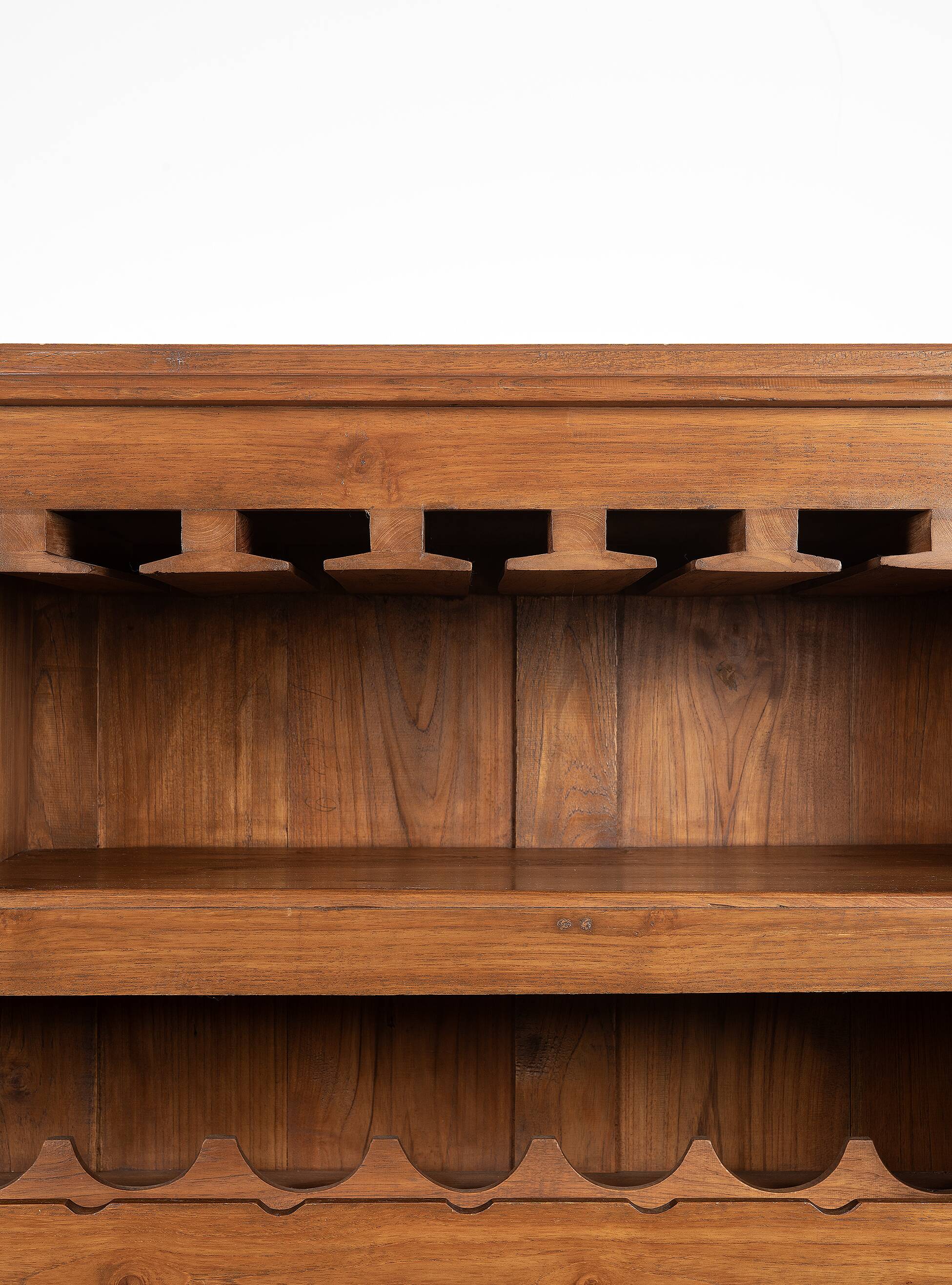 Vintage bar cabinet, bottle rack, with drawers