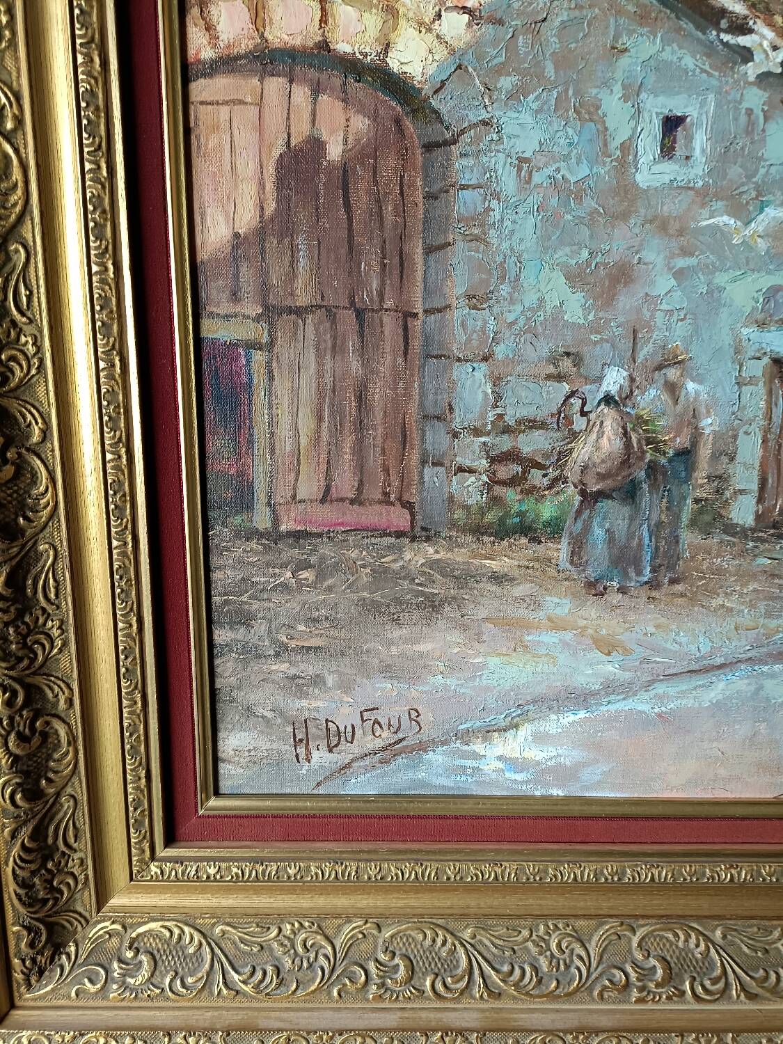Henri Dufour - Oil on canvas, signed - Peasant couple
