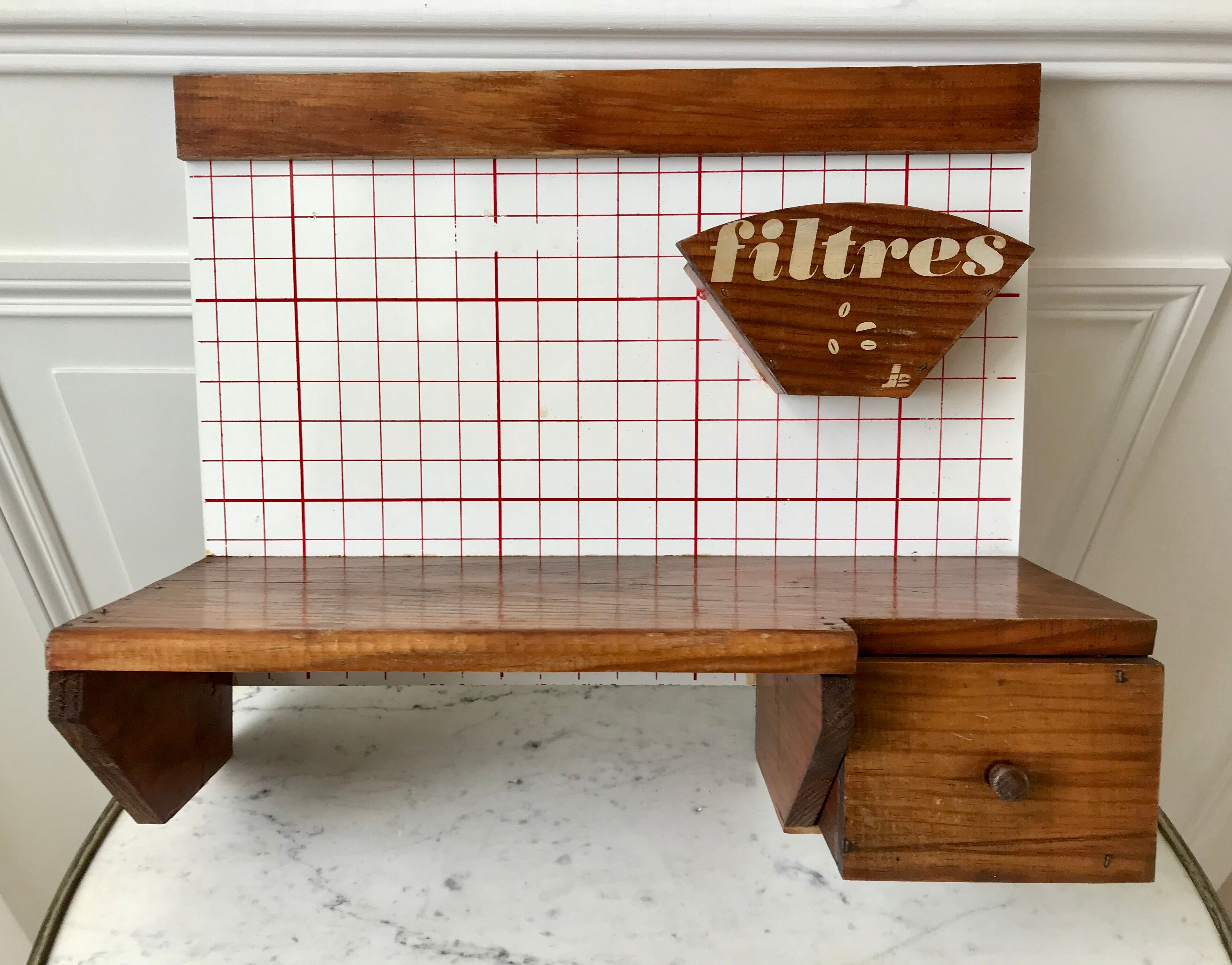 Vintage pine coffee kitchen shelf 70s