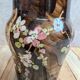Antique flower pot in majolica by Théodore Lefront – rooster and hen – 19th century