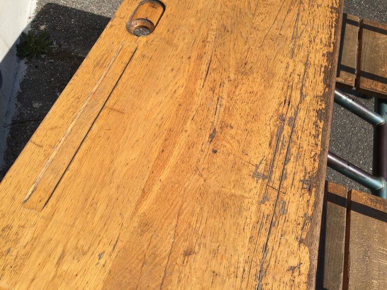 School desk vintage bench
