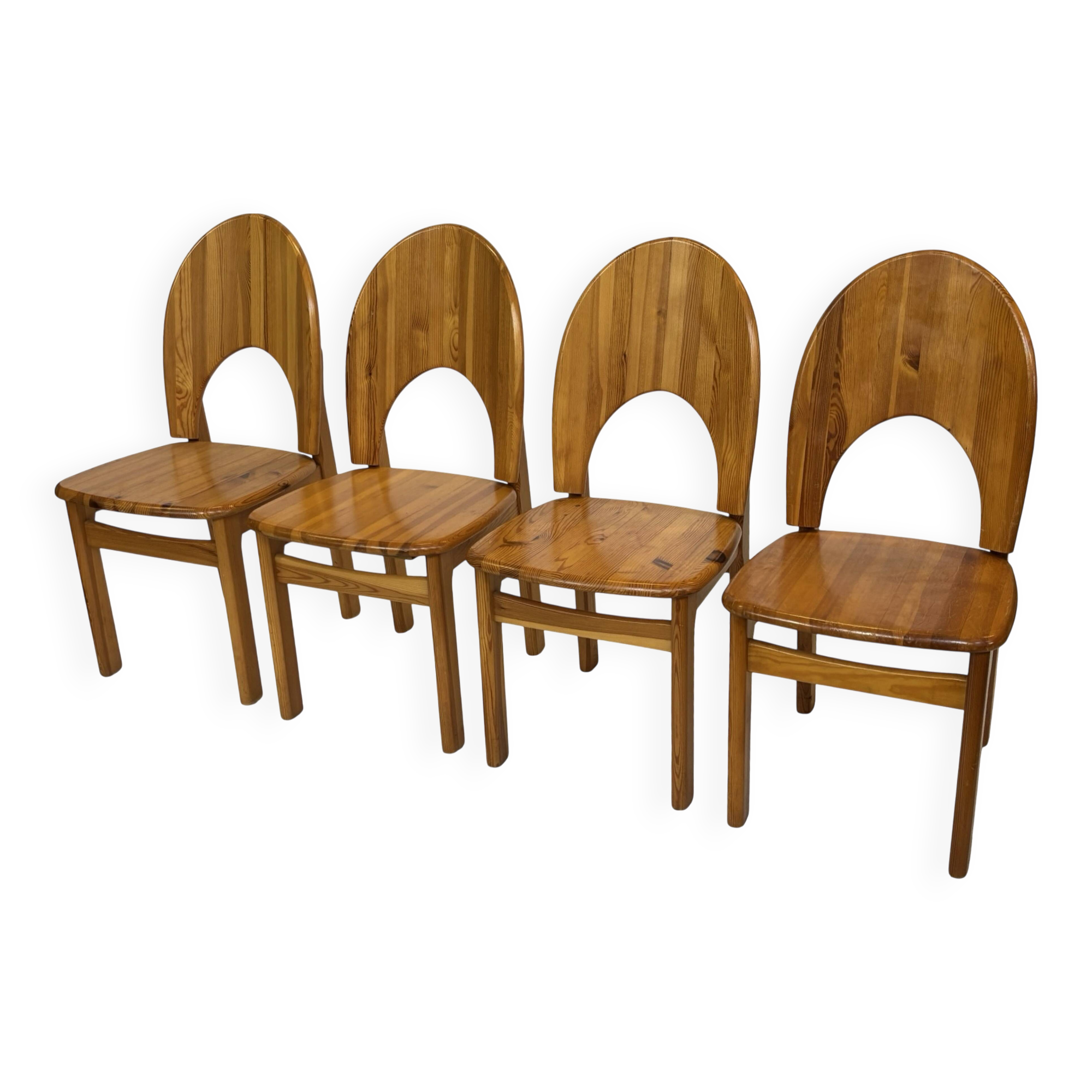 Vintage set of four pinewood chairs Rainer Daumiller minimalist design