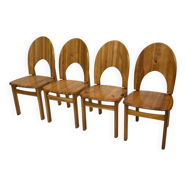 Ensemble vintage de quatre chaises en pin Rainer Daumiller au design minimaliste