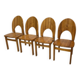 Ensemble vintage de quatre chaises en pin Rainer Daumiller au design minimaliste