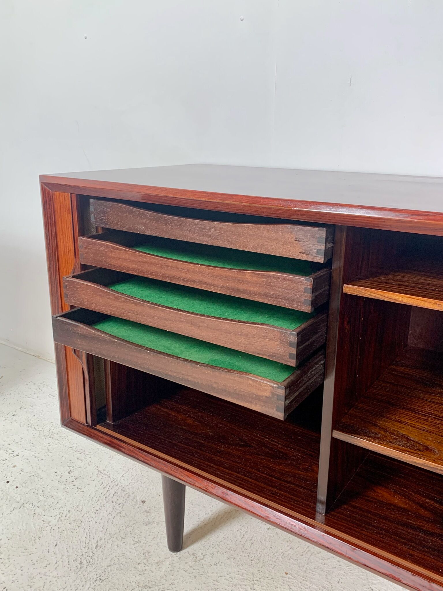 Danish palisander tambour sideboard by Arne Vodder