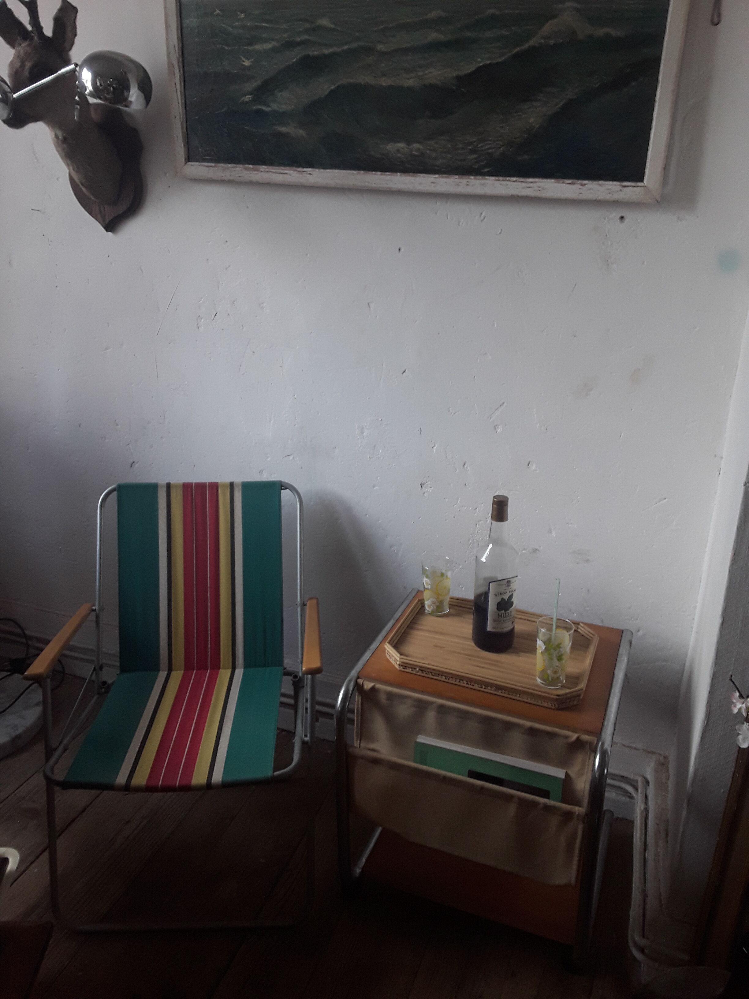 Vintage service/magazine door with wheels