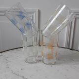 Set of 4 large colored water glasses 70s