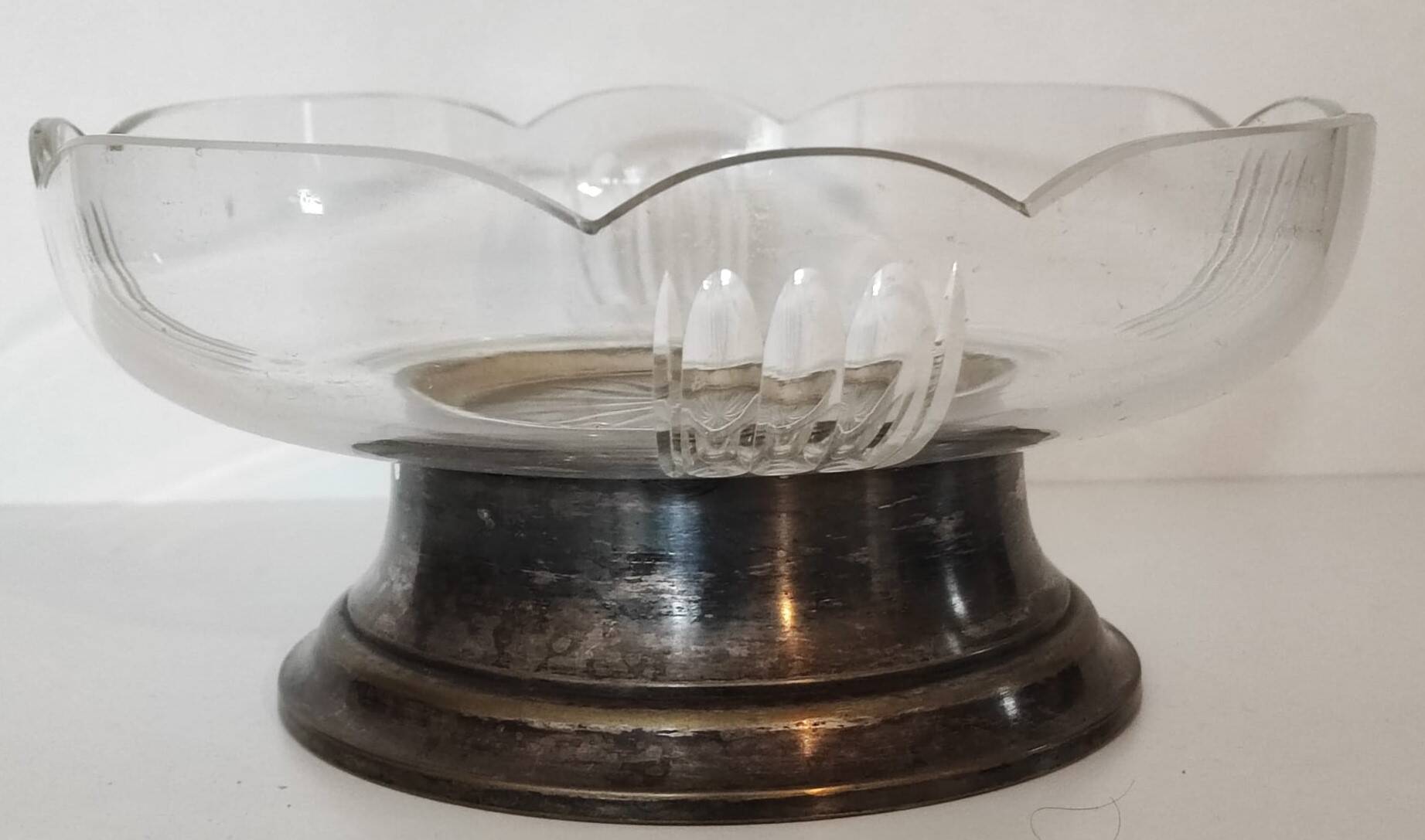 Antique cut glass compote on a pedestal – late 19th / early 20th century