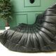 Black leather three seater sofa Togo by Ligne Roset