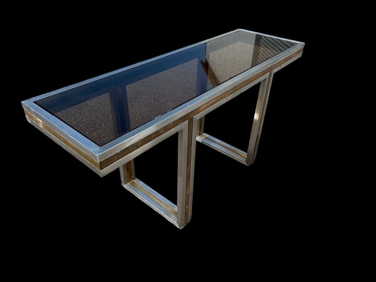 Console italienne acier et laiton 1970