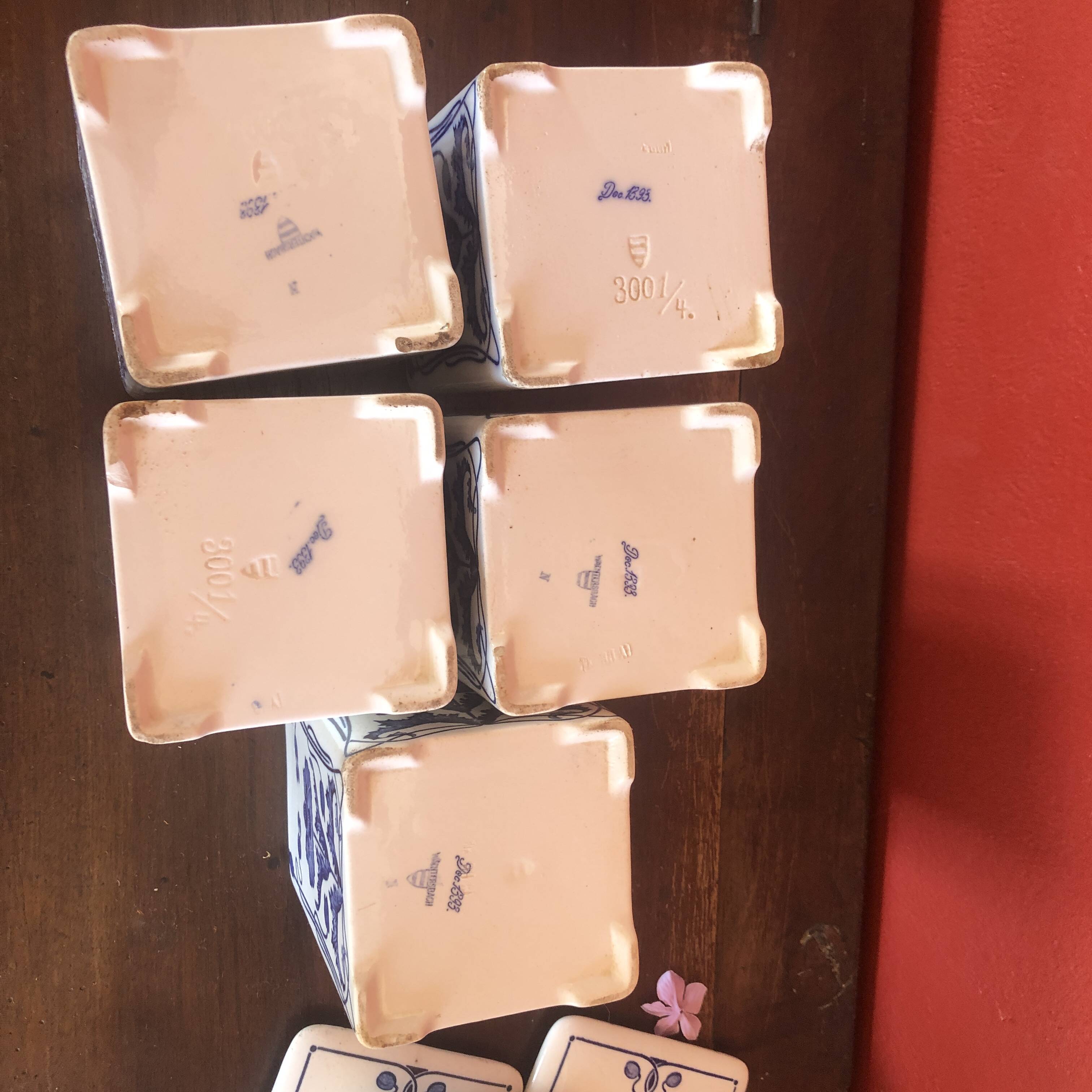 5 cobalt blue flower spice jar