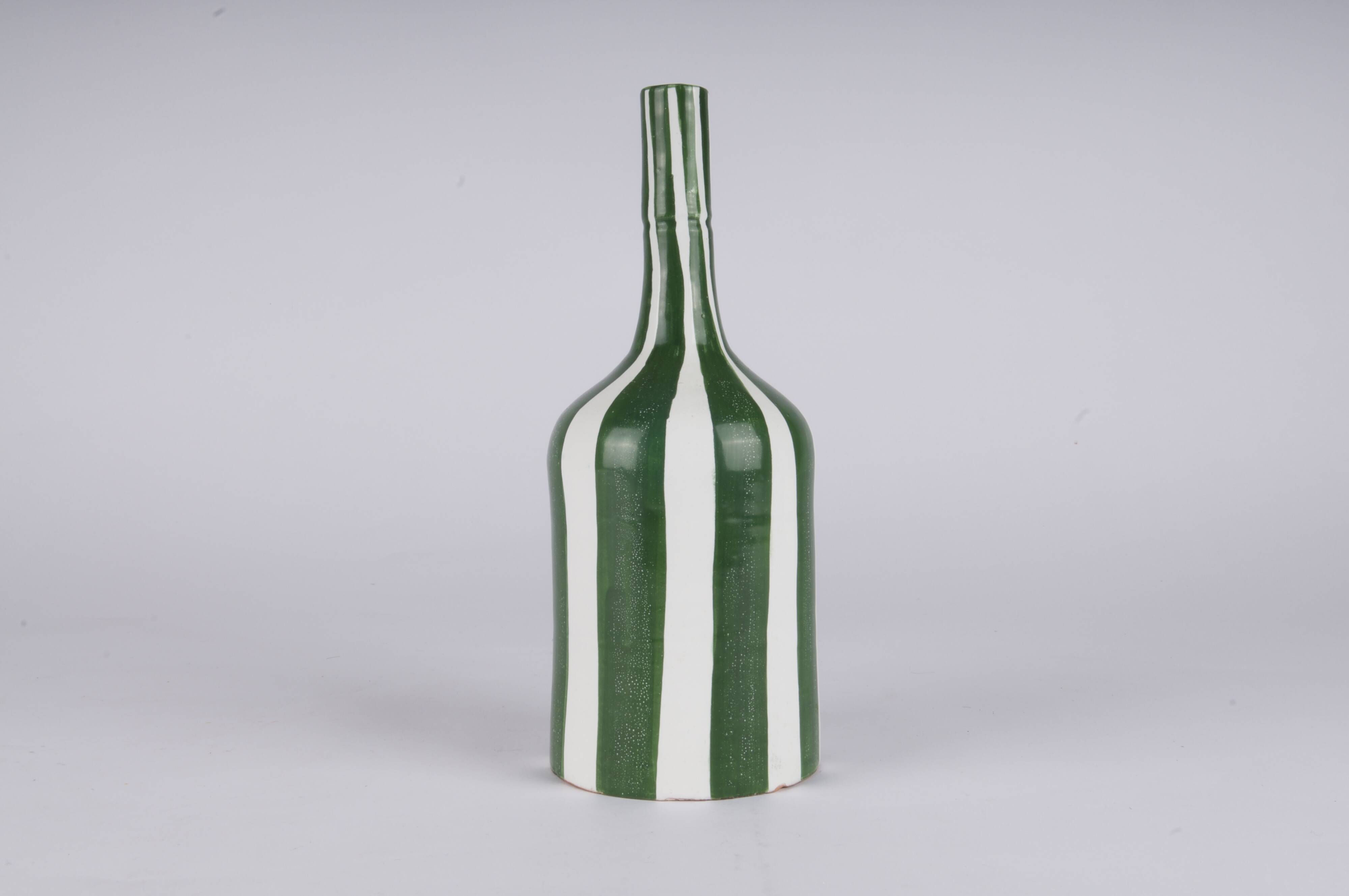 Handcrafted soliflore vase in streaked ceramic with large stripes