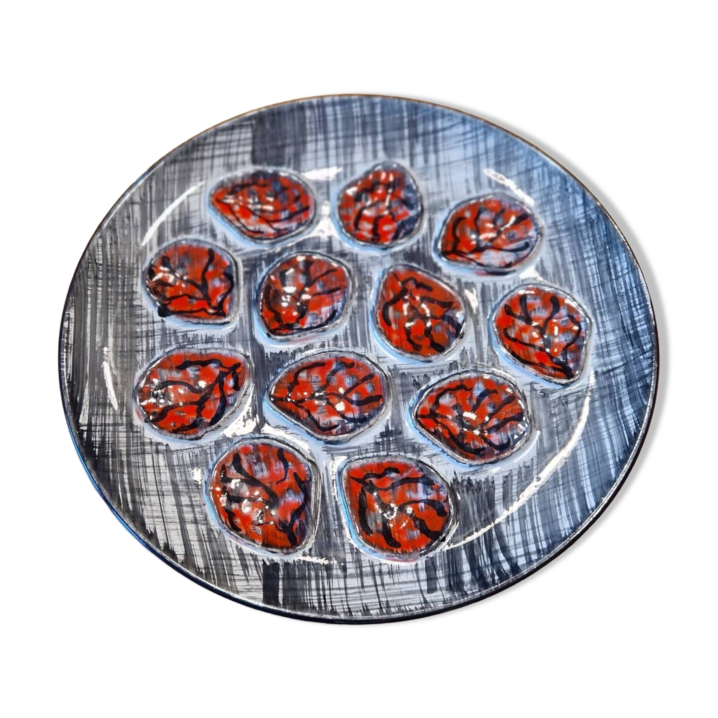 Oyster display dish, Pornic earthenware