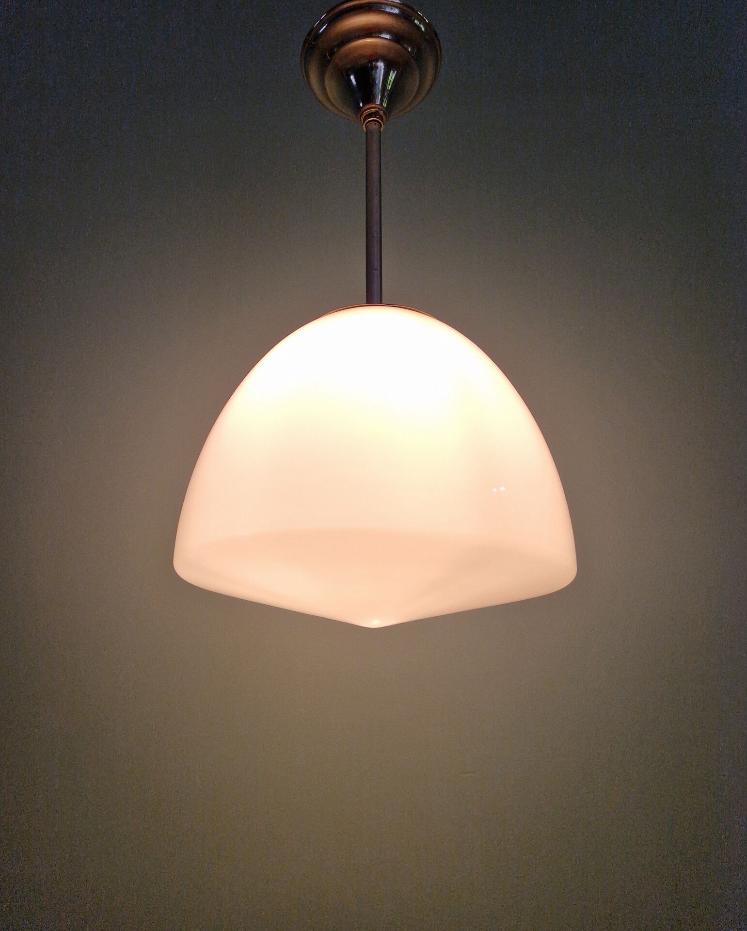 Bauhaus suspension by Philips in white opaline, 1930s.