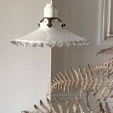 Opaline pendant light with porcelain socket