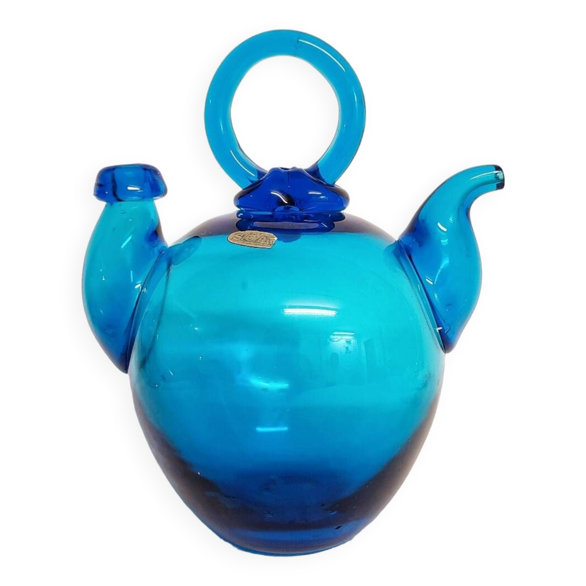 Botijo de cristal azul. Spain, 1980s.