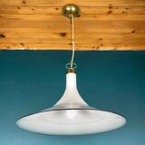Vintage white Murano glass pendant lamp, Italy, 1970s.