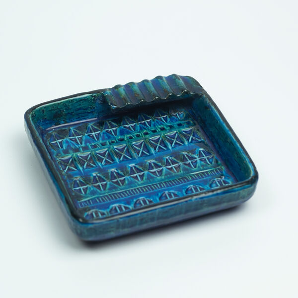 Cendrier céramique Bitossi, Rimini Blu Series, design par Aldo Londi, Italie des années 1970