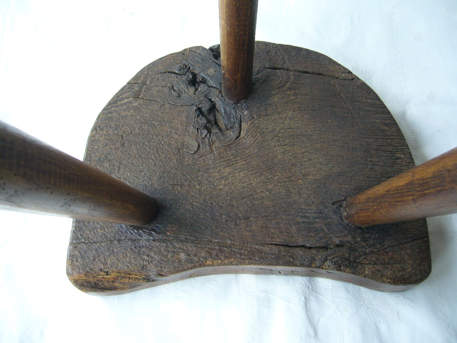 Walnut tripod cowhock stool