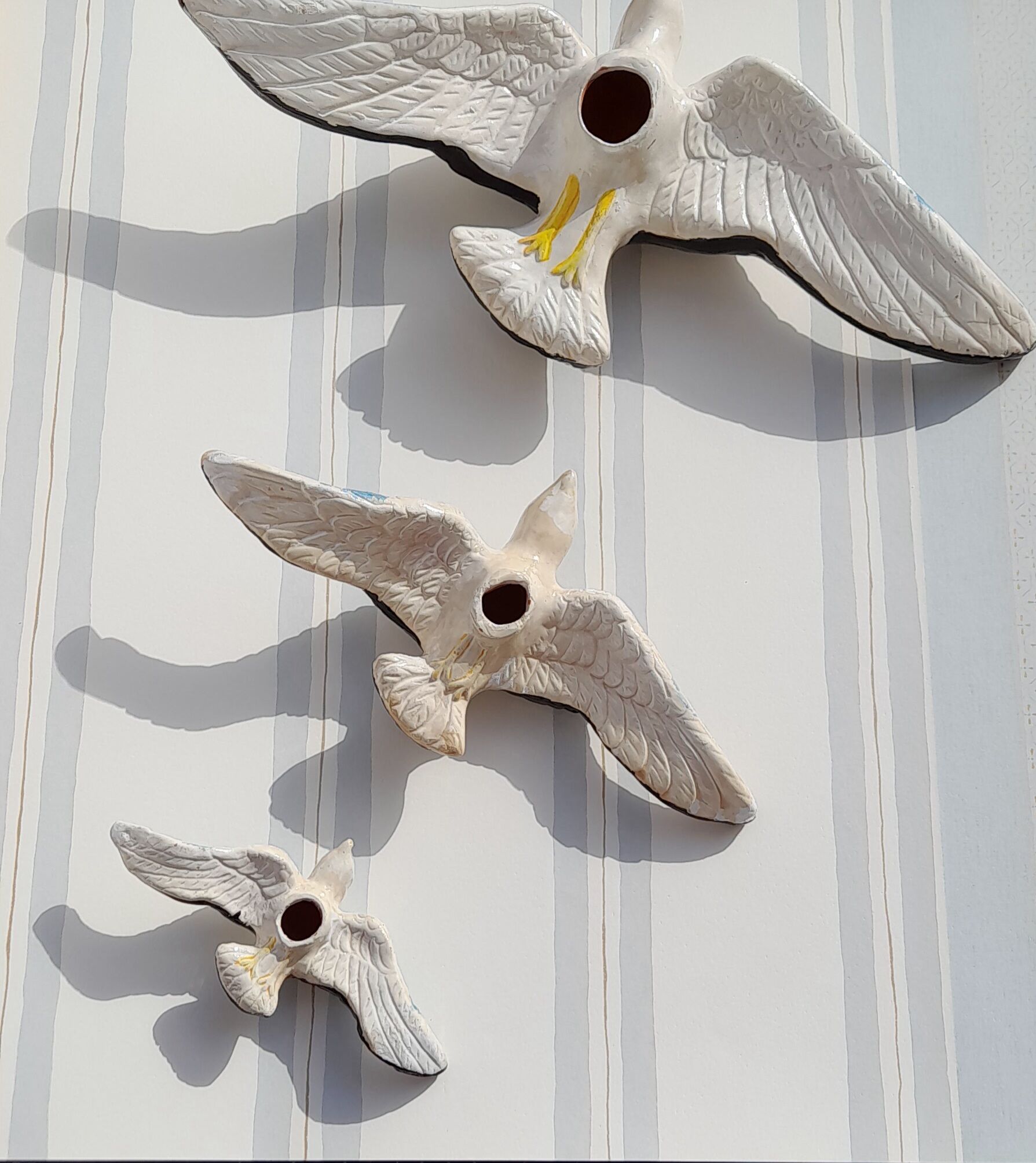 3 vintage ceramic birds