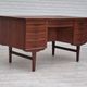 1960s, Danish double-sided, free standing desk, original condition, teak wood, drawers, sliding door