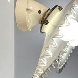 Pair of Art Deco wall sconces in scalloped opaline glass and porcelain