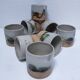 Eight ceramic glasses pottery la colombe Vallauris