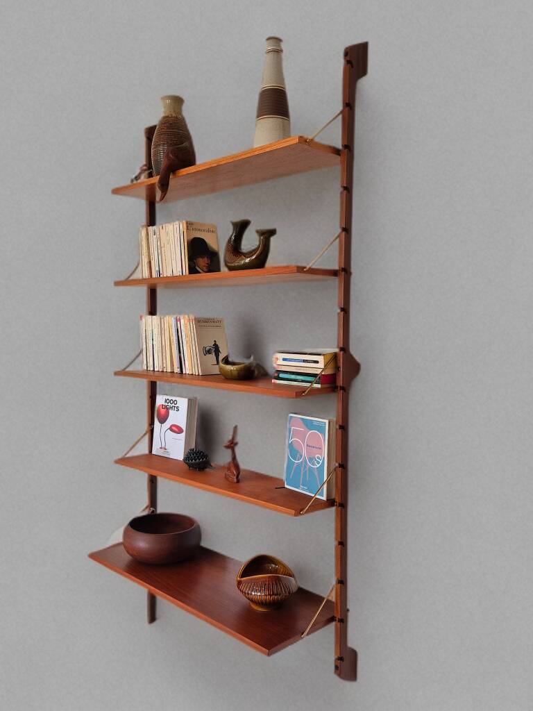 Étagère murale scandinave en teck Ergo, 1960