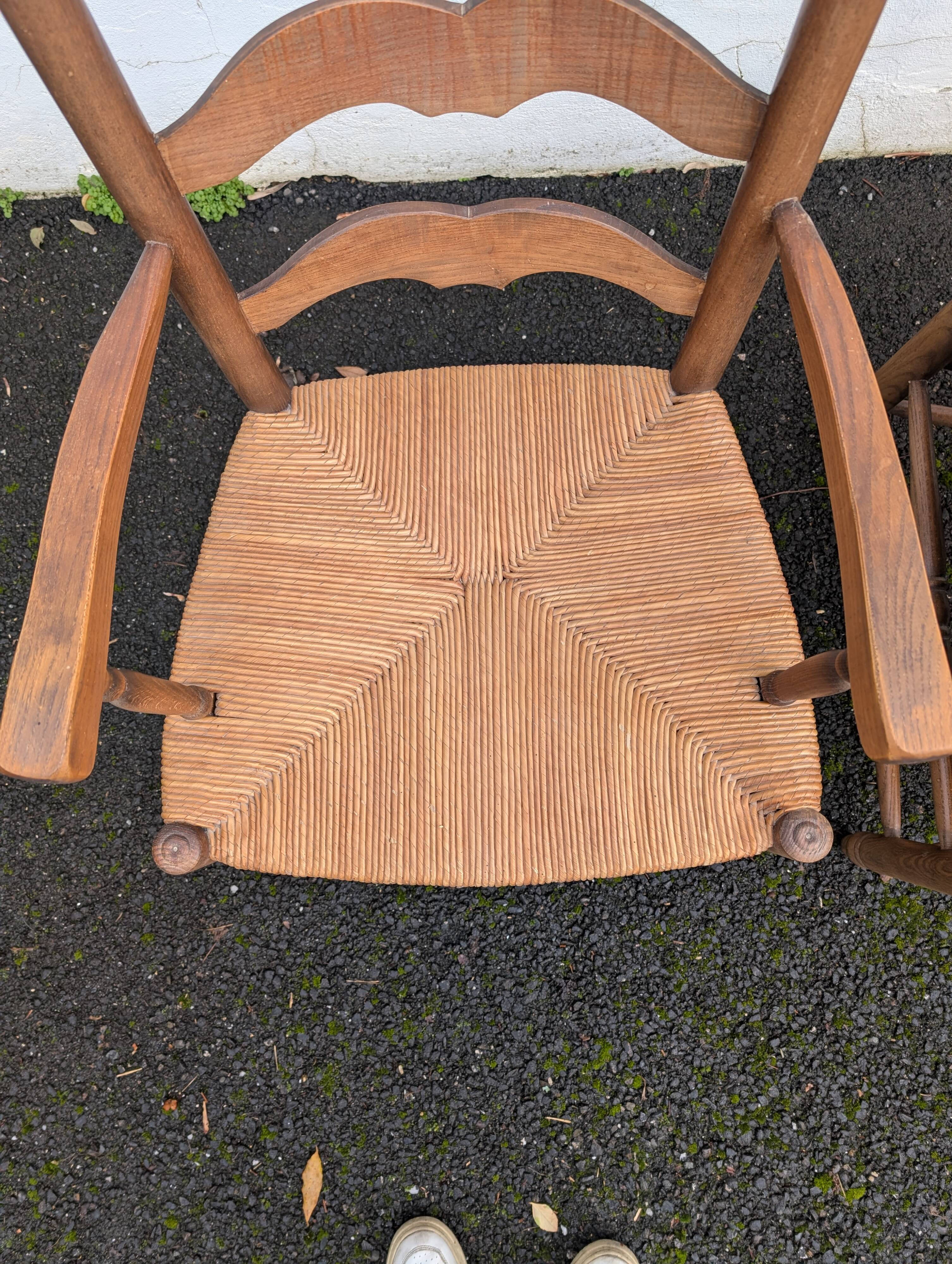 Pair of straw armchairs