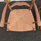 Pair of straw armchairs