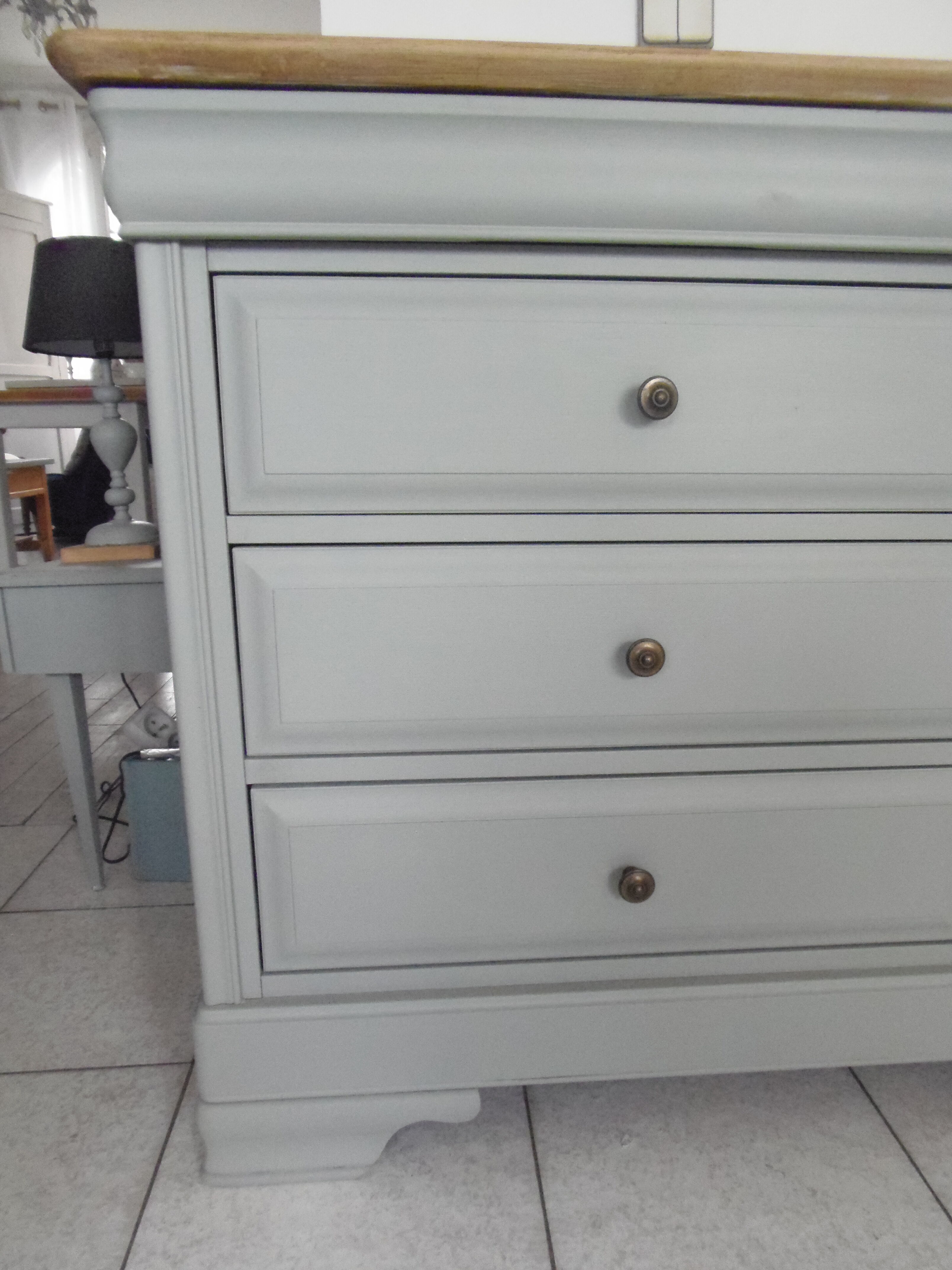 Louis Philippe style chest of drawers, 8 drawers green of gray