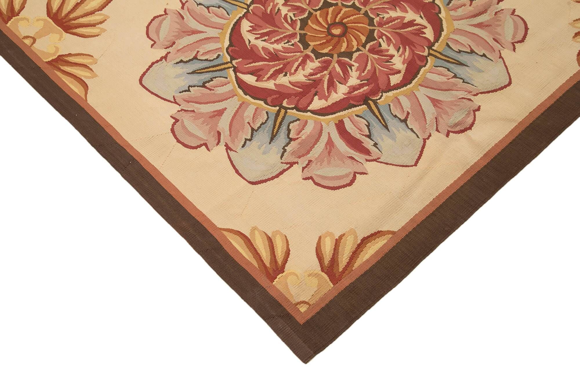 Handmade European Vintage Aubusson Kilim 308 cm x 356 cm