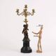Antique candelabrum in bronze and black marble, Europe, 19th century.