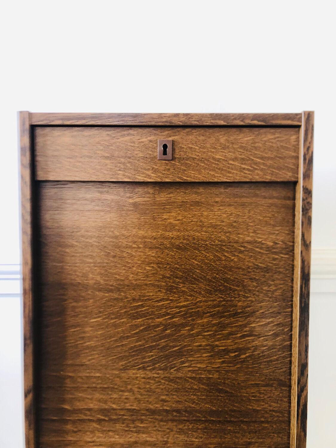 Filing cabinet with a curtain