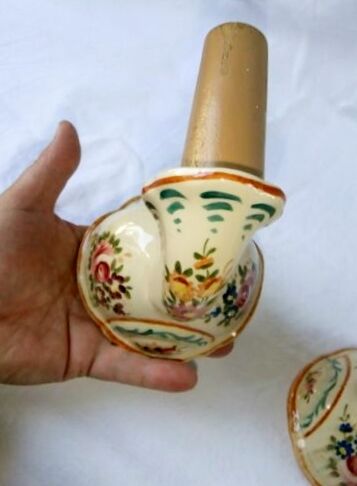 Pair wall lamp earthenware porcelain luminaire candle holder