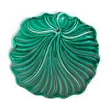 Green slurry leaf dish signed by Vallauris