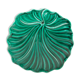Green slurry leaf dish signed by Vallauris