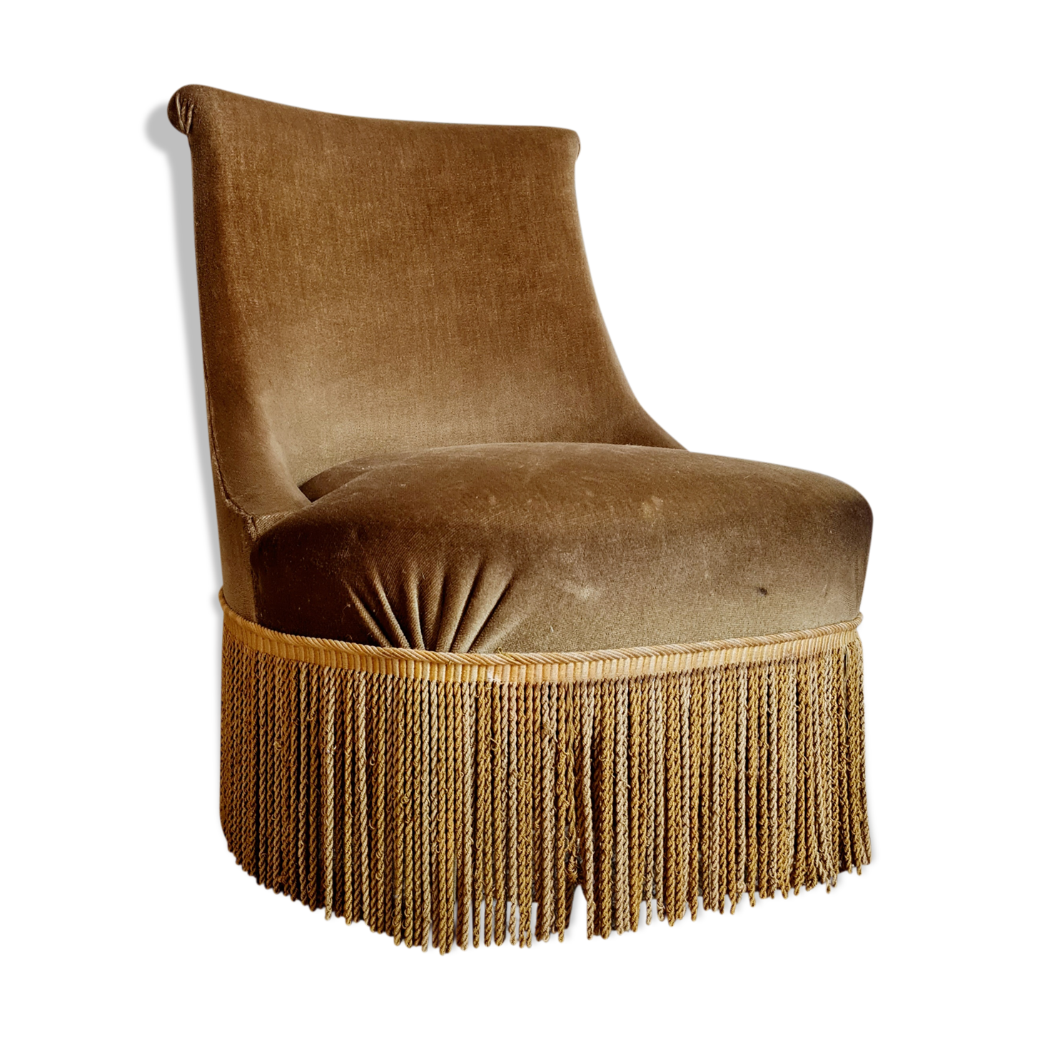 Bronze green velvet toad armchair