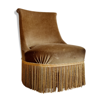 Bronze green velvet toad armchair
