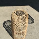 Large lantern-shaped rattan pendant lamp H50 D24