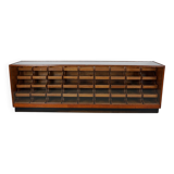 Vintage Mid-Century Large Dutch Oak & Glass Shop Counter Cabinet / Vitrine