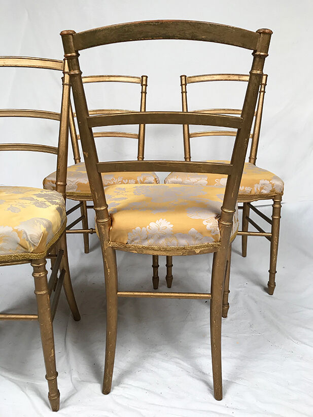 Series of four chairs Napoleon III, gilded wood