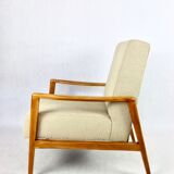 Set of vintage beige boucle sofa and armchair, 1970s