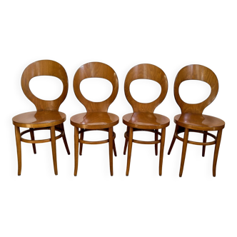 4 Baumann bistro chairs model Mouette in bent wood