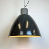 Large Dark Grey Enamel Industrial Factory Lamp from Elektrosvit, 1960s