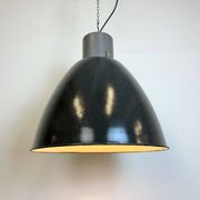 Large Dark Grey Enamel Industrial Factory Lamp from Elektrosvit, 1960s